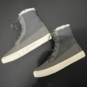 Timberland Grey High-Top Sneakers with White Soles